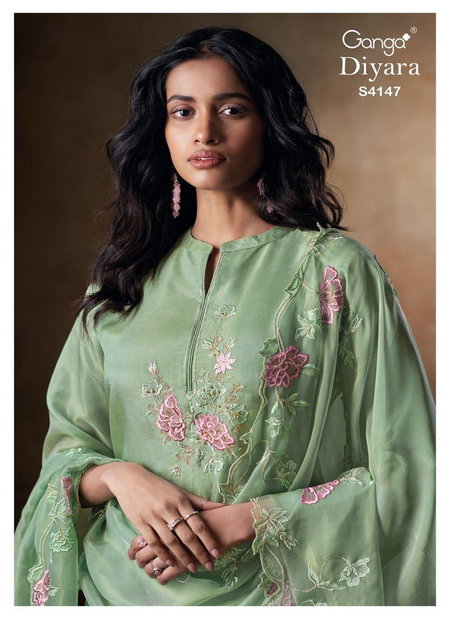 Diyara 4147 By Ganga Silk Designer Salwar Suits Exporters In India
